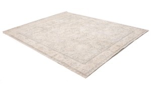 Antique Muted Beige Floral 9'9X12'4 Distressed Vintage Oriental Rug