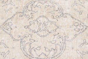 Antique Muted Beige Floral 9'9X12'4 Distressed Vintage Oriental Rug