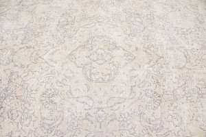 Antique Muted Beige Floral 9'9X12'4 Distressed Vintage Oriental Rug
