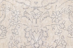 Antique Muted Beige Floral 9'9X12'4 Distressed Vintage Oriental Rug
