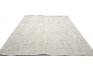 Antique Muted Beige Floral 9'2X12'5 Distressed Vintage Oriental Rug