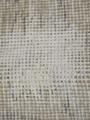 Antique Muted Beige Floral 9'2X12'5 Distressed Vintage Oriental Rug