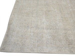 Antique Muted Beige Floral 9'2X12'5 Distressed Vintage Oriental Rug