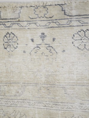 Antique Muted Beige Floral 9'2X12'5 Distressed Vintage Oriental Rug