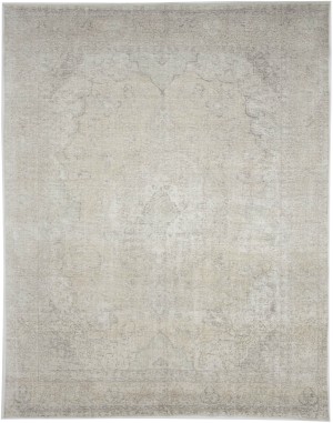 Antique Muted Beige Floral 9'7X12'2 Distressed Vintage Oriental Rug