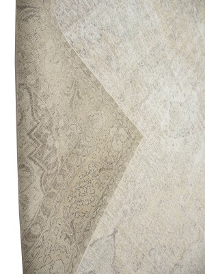 Antique Muted Beige Floral 9'7X12'2 Distressed Vintage Oriental Rug