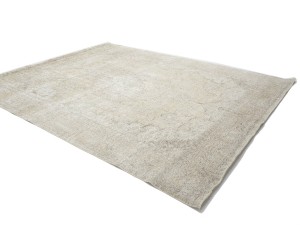 Antique Muted Beige Floral 9'7X12'2 Distressed Vintage Oriental Rug