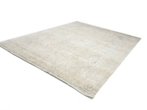 Antique Muted Beige Floral 9'7X12'2 Distressed Vintage Oriental Rug