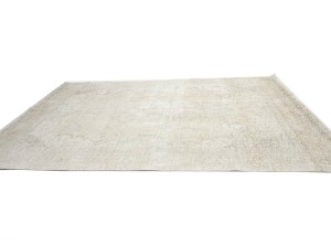 Antique Muted Beige Floral 9'7X12'2 Distressed Vintage Oriental Rug