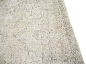 Antique Muted Beige Floral 9'7X12'2 Distressed Vintage Oriental Rug