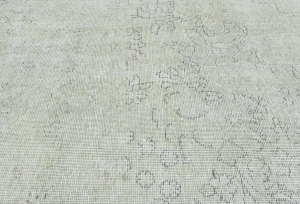 Antique Muted Beige Floral 9X12 Distressed Vintage Oriental Rug