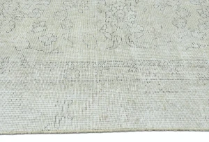 Antique Muted Beige Floral 9X12 Distressed Vintage Oriental Rug