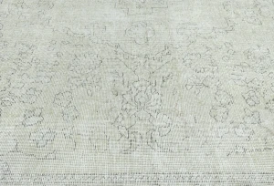 Antique Muted Beige Floral 9X12 Distressed Vintage Oriental Rug