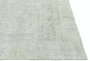 Antique Muted Beige Floral 9X12 Distressed Vintage Oriental Rug