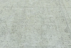 Antique Muted Beige Floral 9X12 Distressed Vintage Oriental Rug
