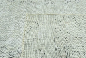Antique Muted Beige Floral 9X12 Distressed Vintage Oriental Rug