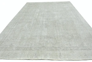 Antique Muted Beige Floral 9X12 Distressed Vintage Oriental Rug