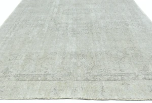 Antique Muted Beige Floral 9X12 Distressed Vintage Oriental Rug