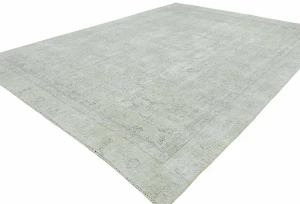 Antique Muted Beige Floral 9X12 Distressed Vintage Oriental Rug