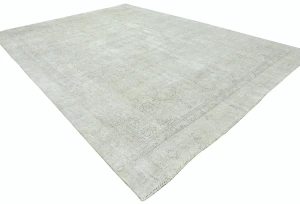 Antique Muted Beige Floral 9X12 Distressed Vintage Oriental Rug