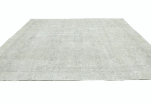 Antique Muted Beige Floral 9X12 Distressed Vintage Oriental Rug