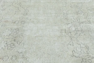 Antique Muted Beige Floral 9X12 Distressed Vintage Oriental Rug