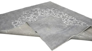 Antique Muted Cream Floral 9'4X11'8 Distressed Vintage Oriental Rug