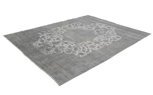Antique Muted Cream Floral 9'4X11'8 Distressed Vintage Oriental Rug