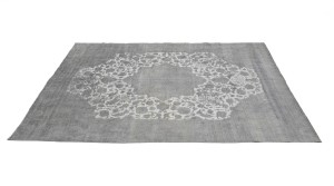 Antique Muted Cream Floral 9'4X11'8 Distressed Vintage Oriental Rug