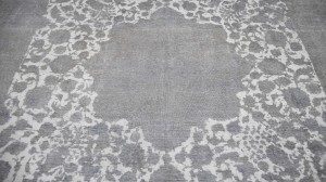 Antique Muted Cream Floral 9'4X11'8 Distressed Vintage Oriental Rug