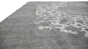 Antique Muted Cream Floral 9'4X11'8 Distressed Vintage Oriental Rug