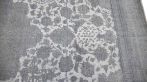 Antique Muted Cream Floral 9'4X11'8 Distressed Vintage Oriental Rug