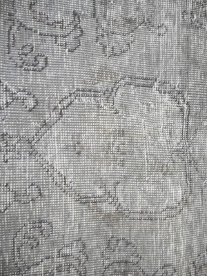 Antique Muted Beige Floral 9'4X12'6 Distressed Vintage Oriental Rug