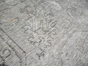 Antique Muted Beige Floral 9'4X12'6 Distressed Vintage Oriental Rug