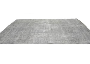 Antique Muted Beige Floral 9'4X12'6 Distressed Vintage Oriental Rug