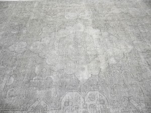 Antique Muted Beige Floral 9'4X12'6 Distressed Vintage Oriental Rug