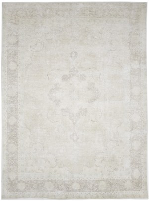 Antique Muted Beige Floral 9'3X12'7 Distressed Vintage Oriental Rug
