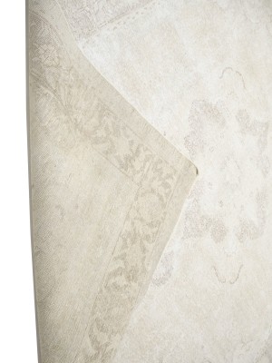 Antique Muted Beige Floral 9'3X12'7 Distressed Vintage Oriental Rug