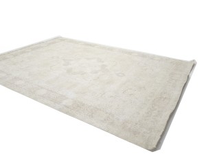 Antique Muted Beige Floral 9'3X12'7 Distressed Vintage Oriental Rug