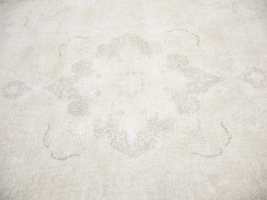 Antique Muted Beige Floral 9'3X12'7 Distressed Vintage Oriental Rug