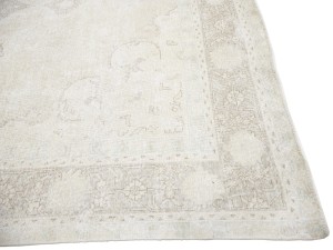 Antique Muted Beige Floral 9'3X12'7 Distressed Vintage Oriental Rug