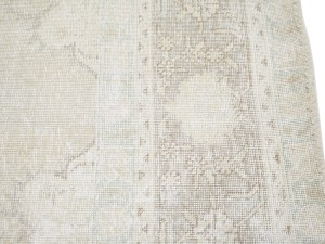 Antique Muted Beige Floral 9'3X12'7 Distressed Vintage Oriental Rug