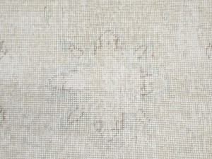 Antique Muted Beige Floral 9'3X12'7 Distressed Vintage Oriental Rug