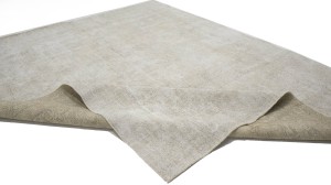 Antique Muted Beige Floral 9'2X11'6 Distressed Vintage Oriental Rug