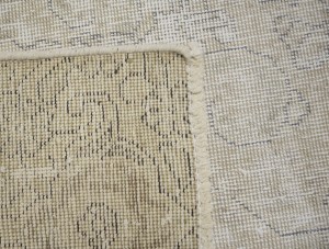 Antique Muted Beige Floral 9'2X11'6 Distressed Vintage Oriental Rug