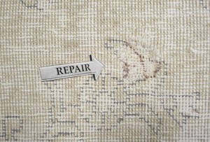 Antique Muted Beige Floral 9'2X11'6 Distressed Vintage Oriental Rug