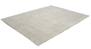 Antique Muted Beige Floral 9'2X11'6 Distressed Vintage Oriental Rug