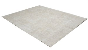 Antique Muted Beige Floral 9'2X11'6 Distressed Vintage Oriental Rug