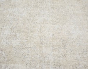 Antique Muted Beige Floral 9'2X11'6 Distressed Vintage Oriental Rug