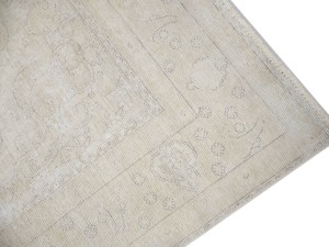 Antique Muted Beige Floral 9'5X12'4 Distressed Vintage Oriental Rug